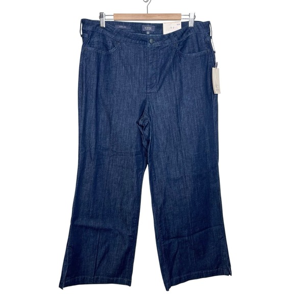 NYDJ Teresa Wide Leg Ankle Jeans Womens Size 16W Dark Rinse Mid Rise Stretch - Picture 1 of 7
